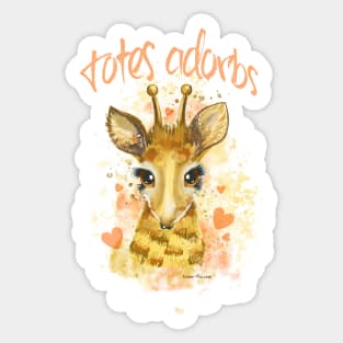 Totes Adorbs! Watercolor Baby Giraffe Sticker